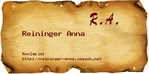 Reininger Anna névjegykártya