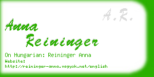 anna reininger business card